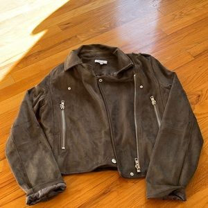 SUEDE JACKET W/ FRONT ZIPPER CLOSURE AND POCKETS